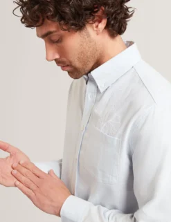 Embroidered Detail Relaxed Pinstripe Shirt