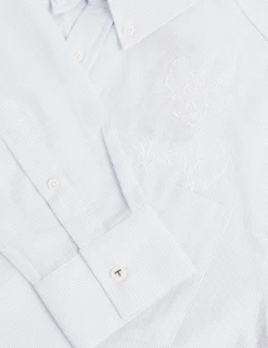 Embroidered Detail Relaxed Pinstripe Shirt