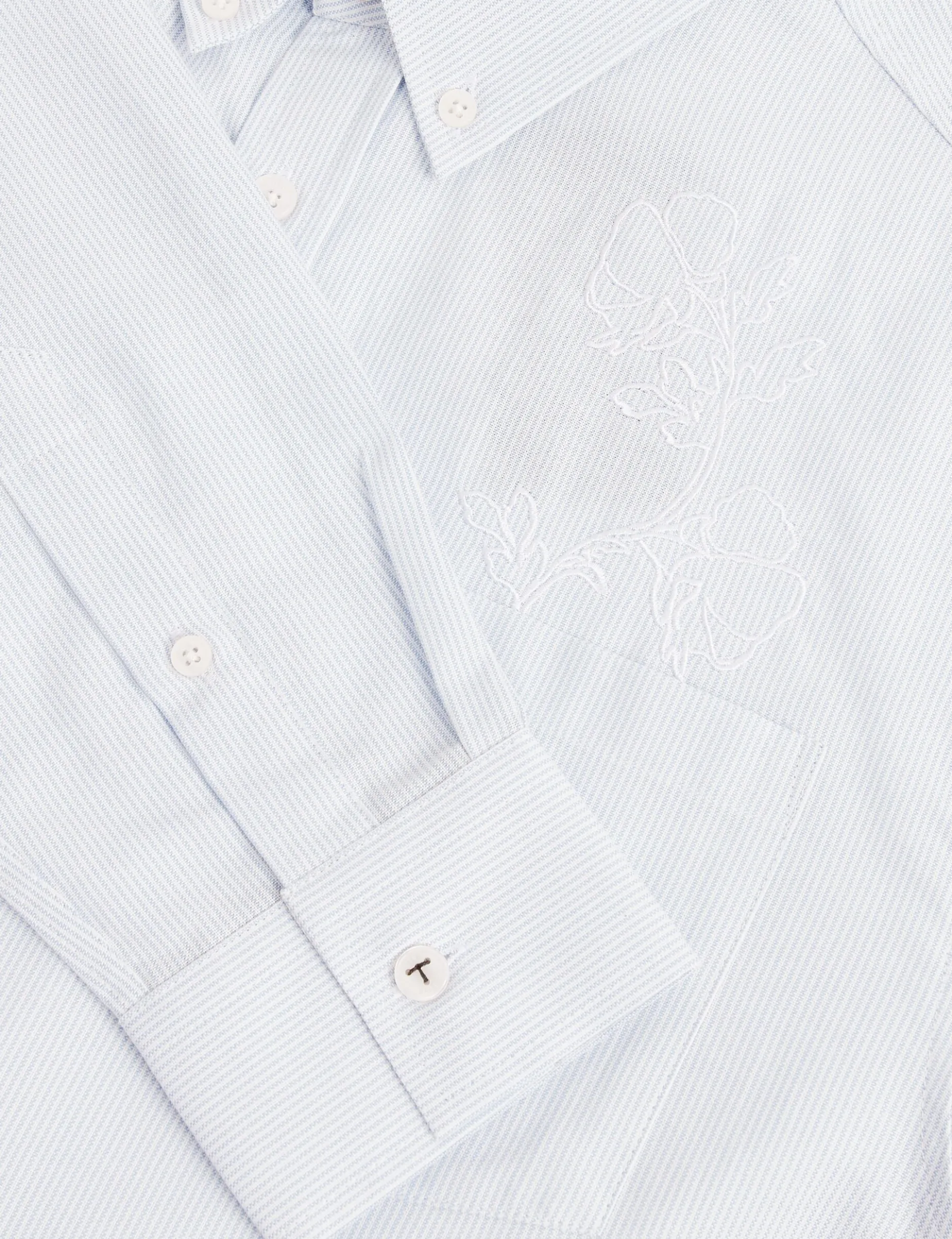 Embroidered Detail Relaxed Pinstripe Shirt
