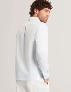 Embroidered Detail Relaxed Pinstripe Shirt