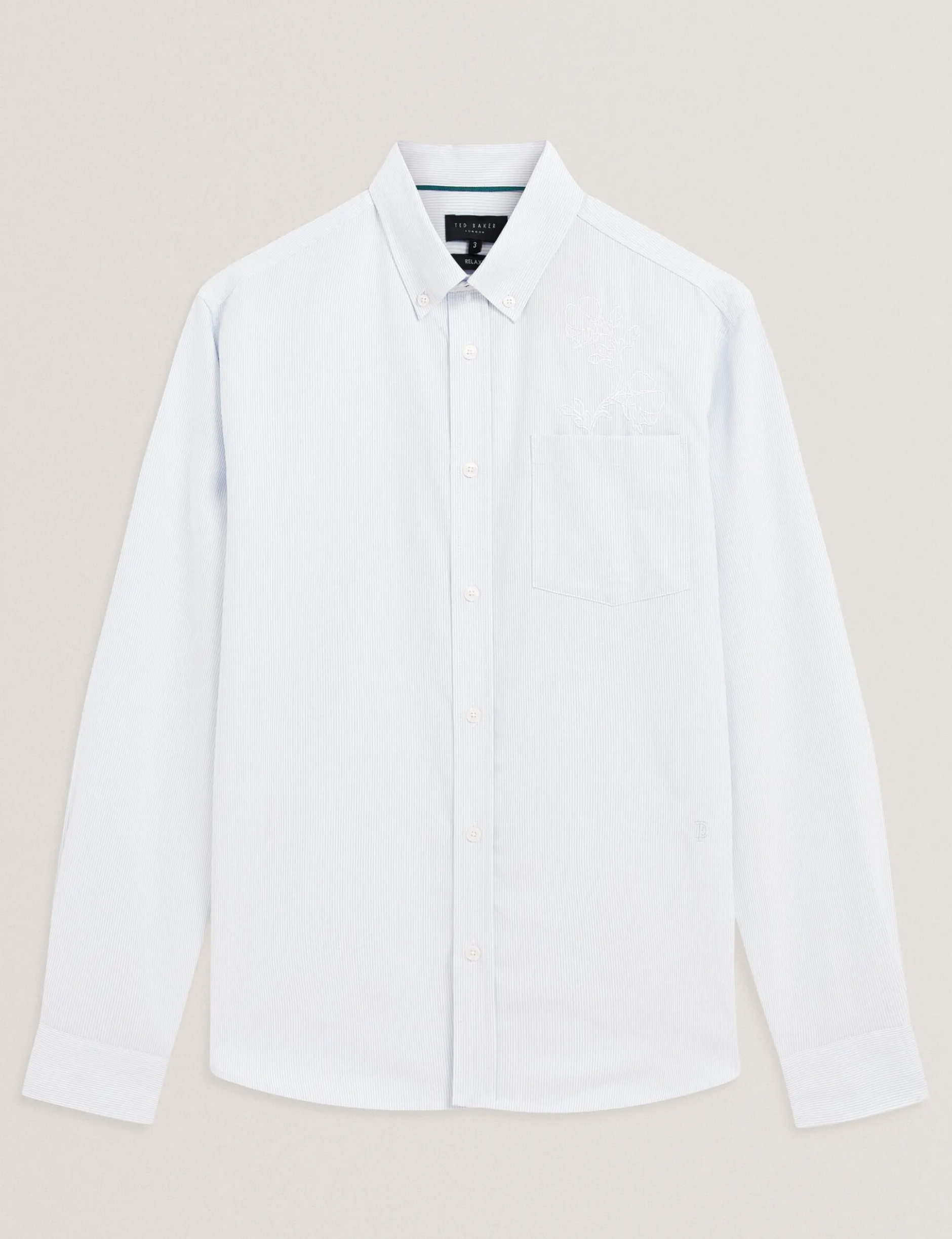 Embroidered Detail Relaxed Pinstripe Shirt