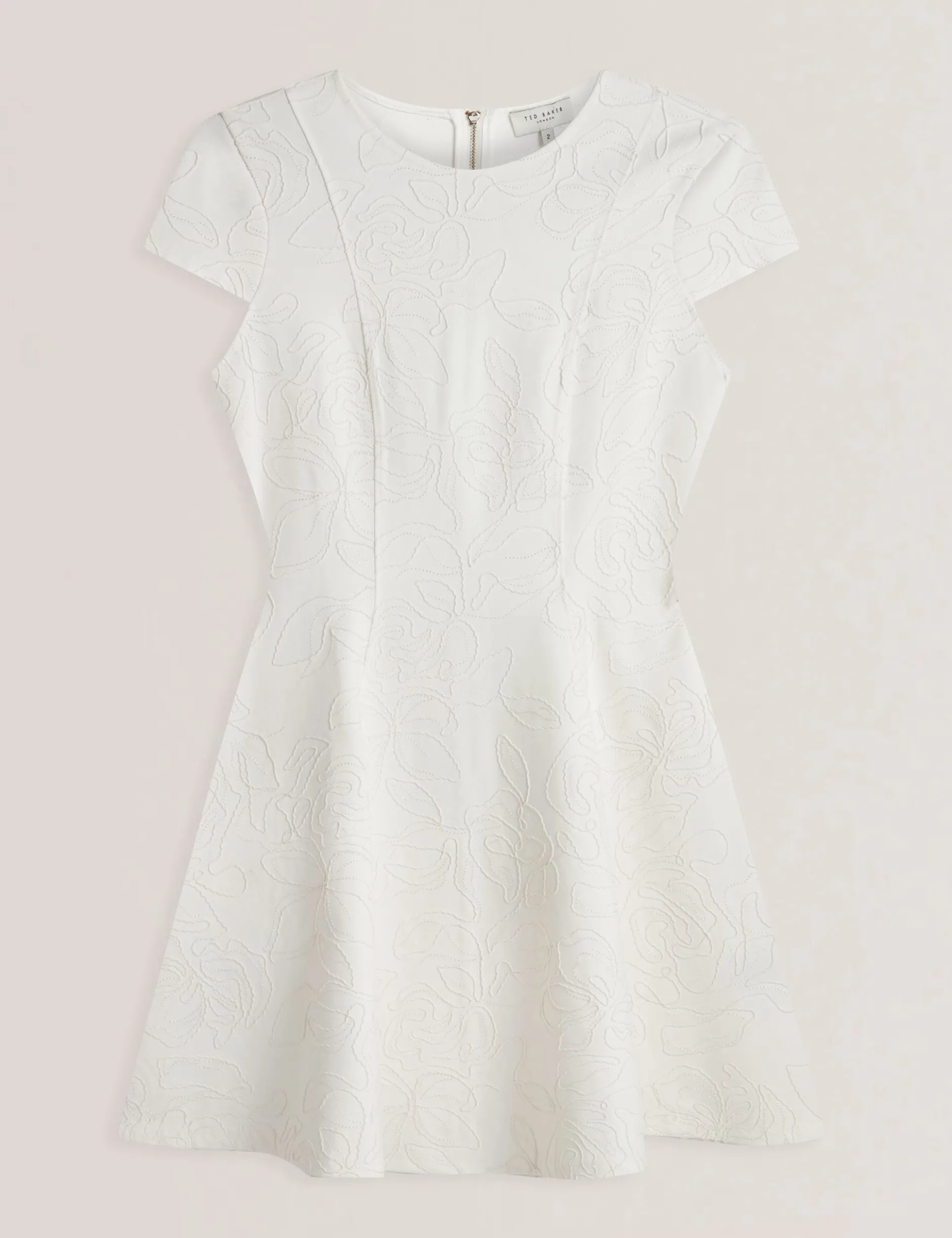 Embroidered Short Sleeve Mini Skater Dress