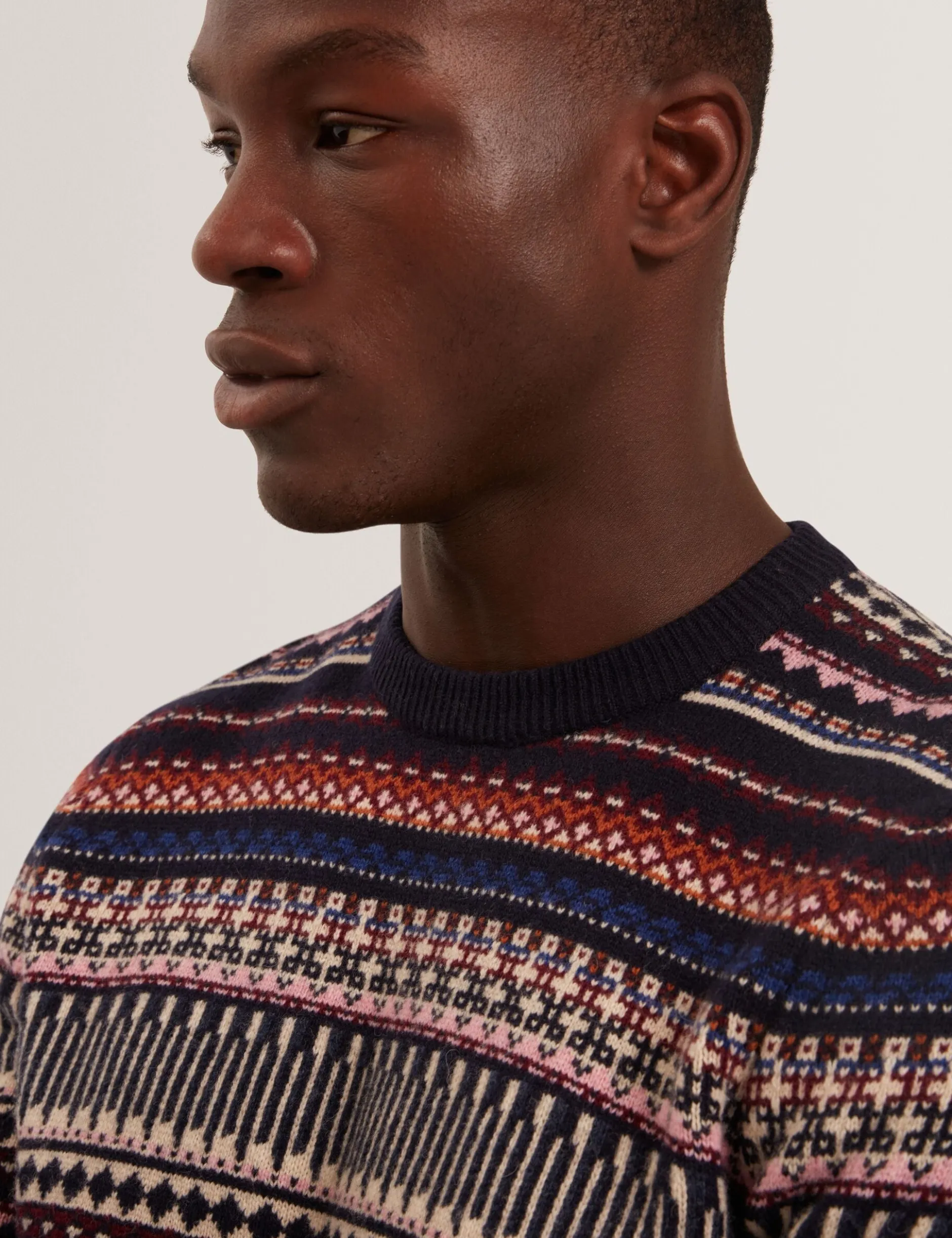 Fair Isle Crew Neck Wool Sweater
