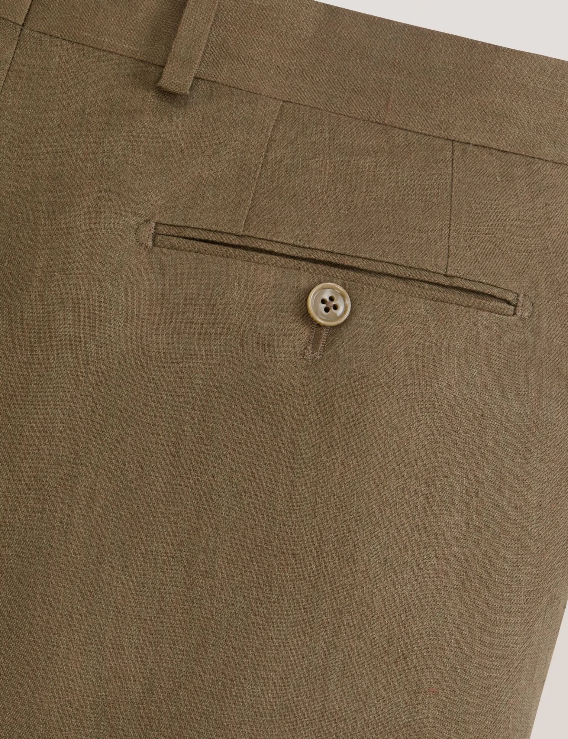 Flat Front Linen Suit Pant