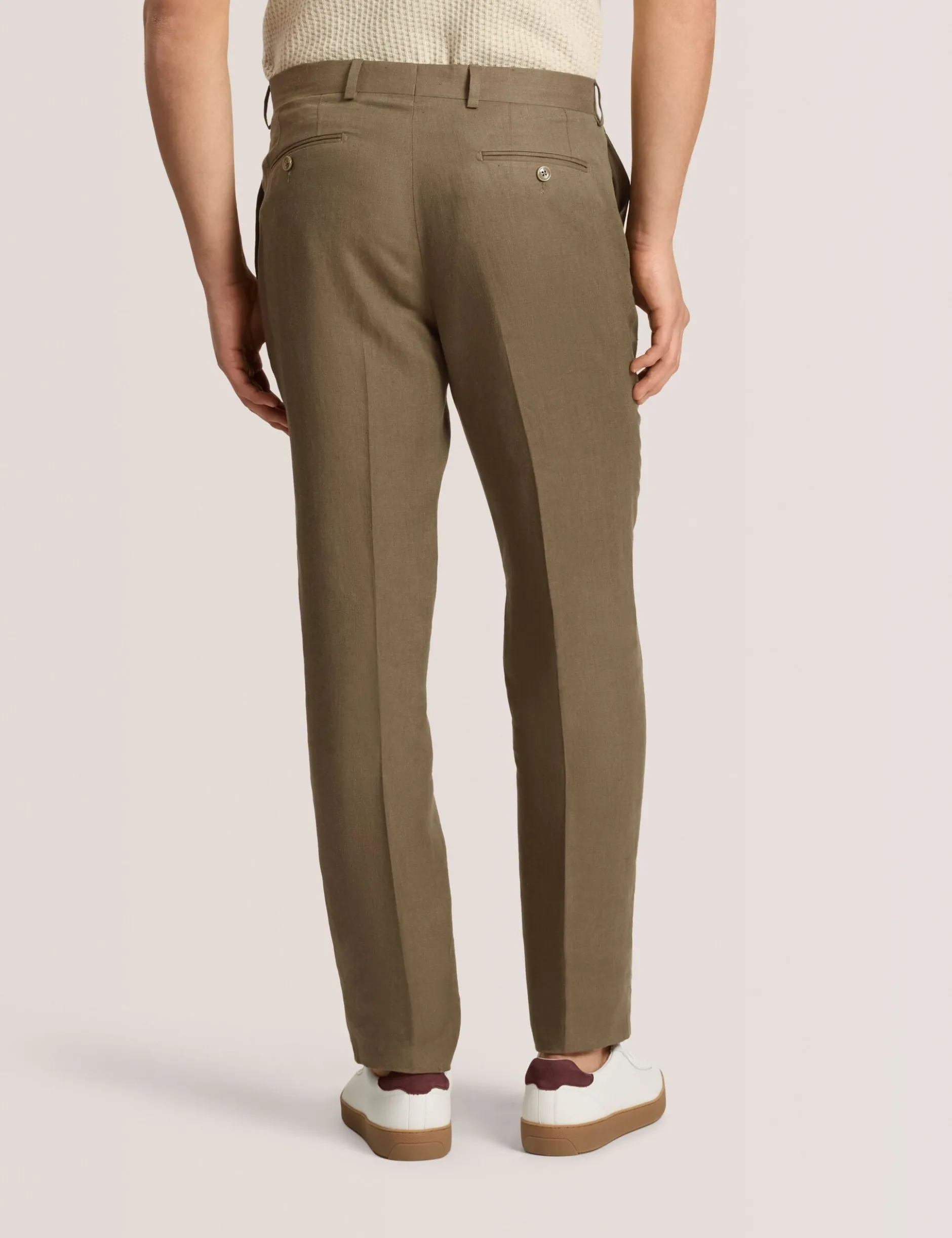 Flat Front Linen Suit Pant