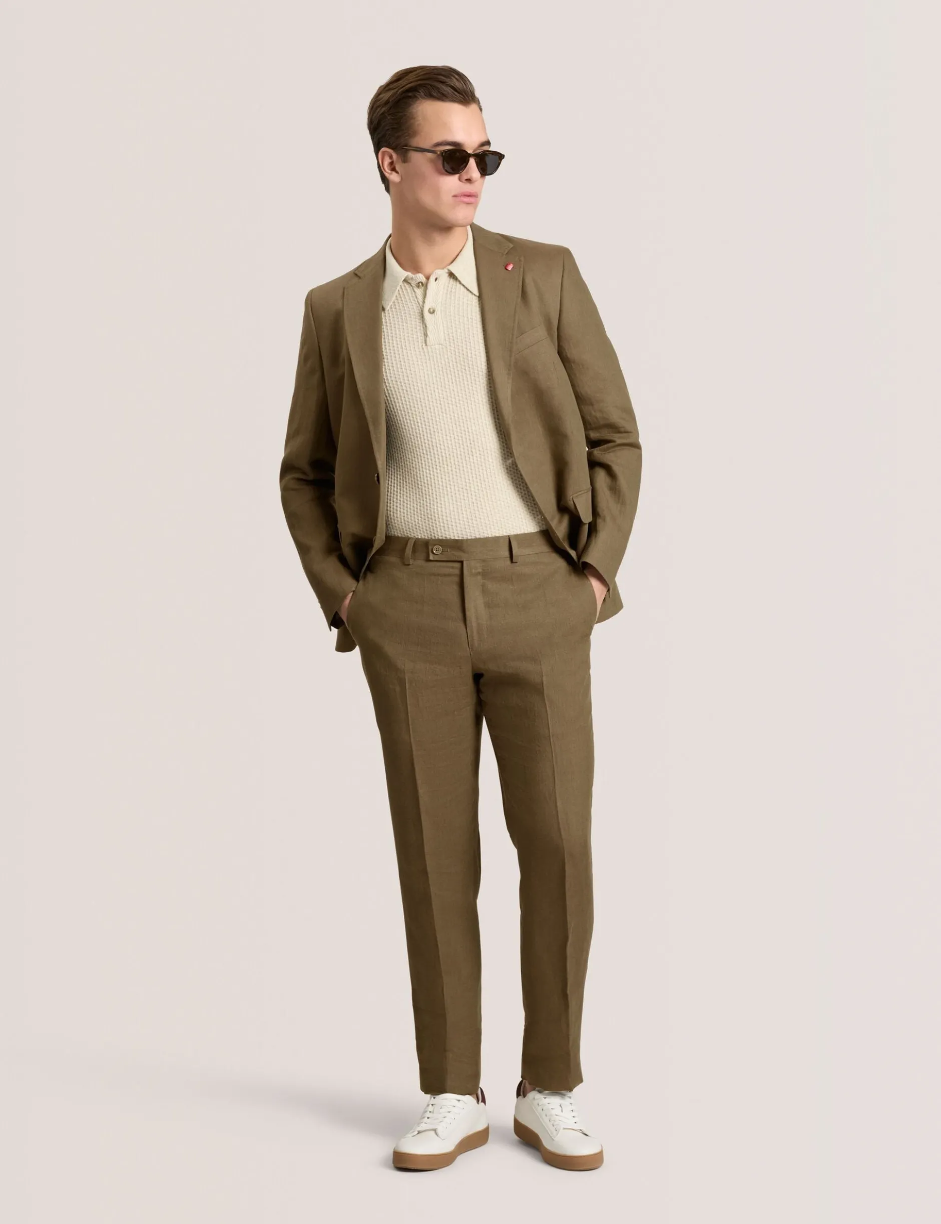Flat Front Linen Suit Pant
