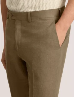 Flat Front Linen Suit Pant