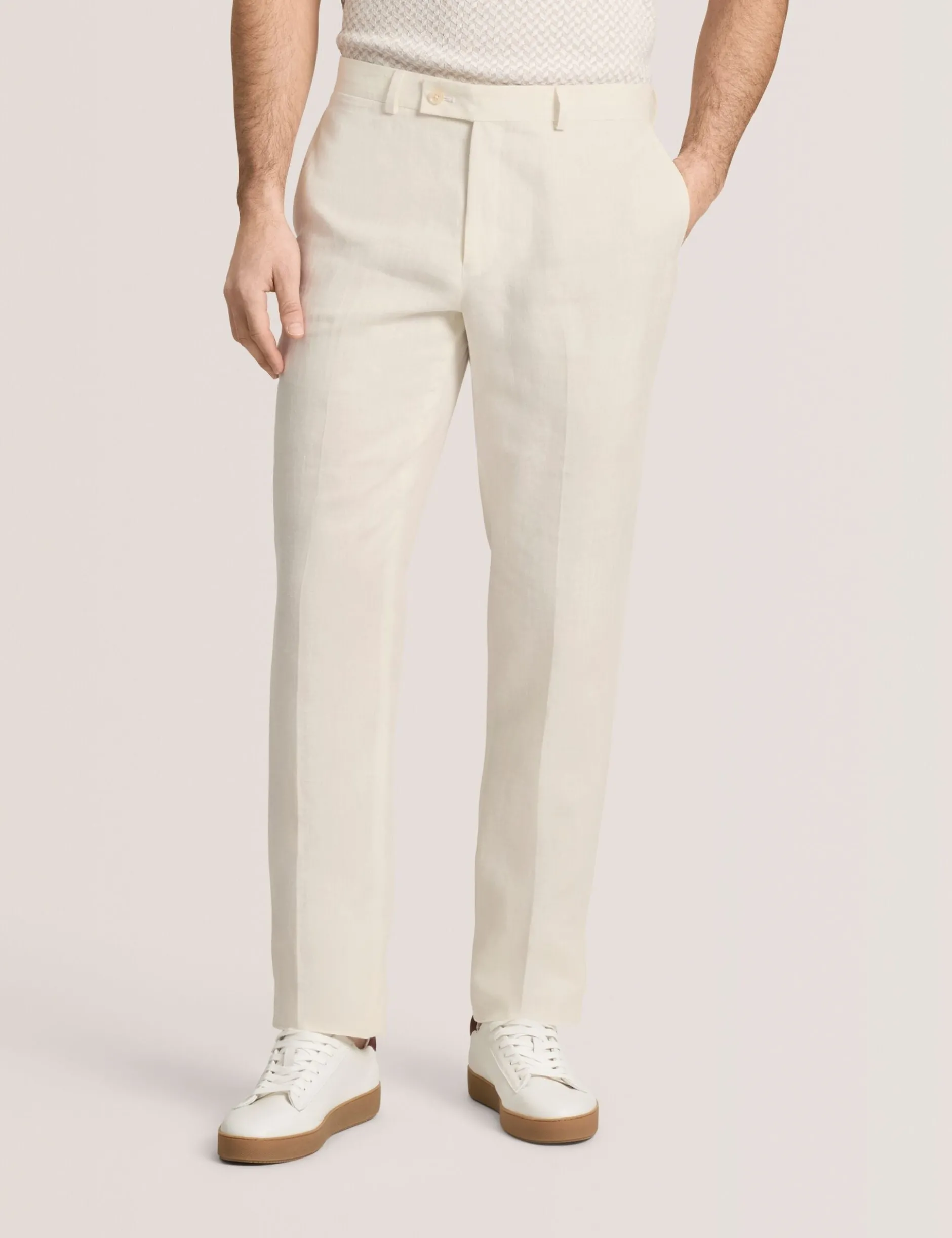 Flat Front Linen Suit Pant