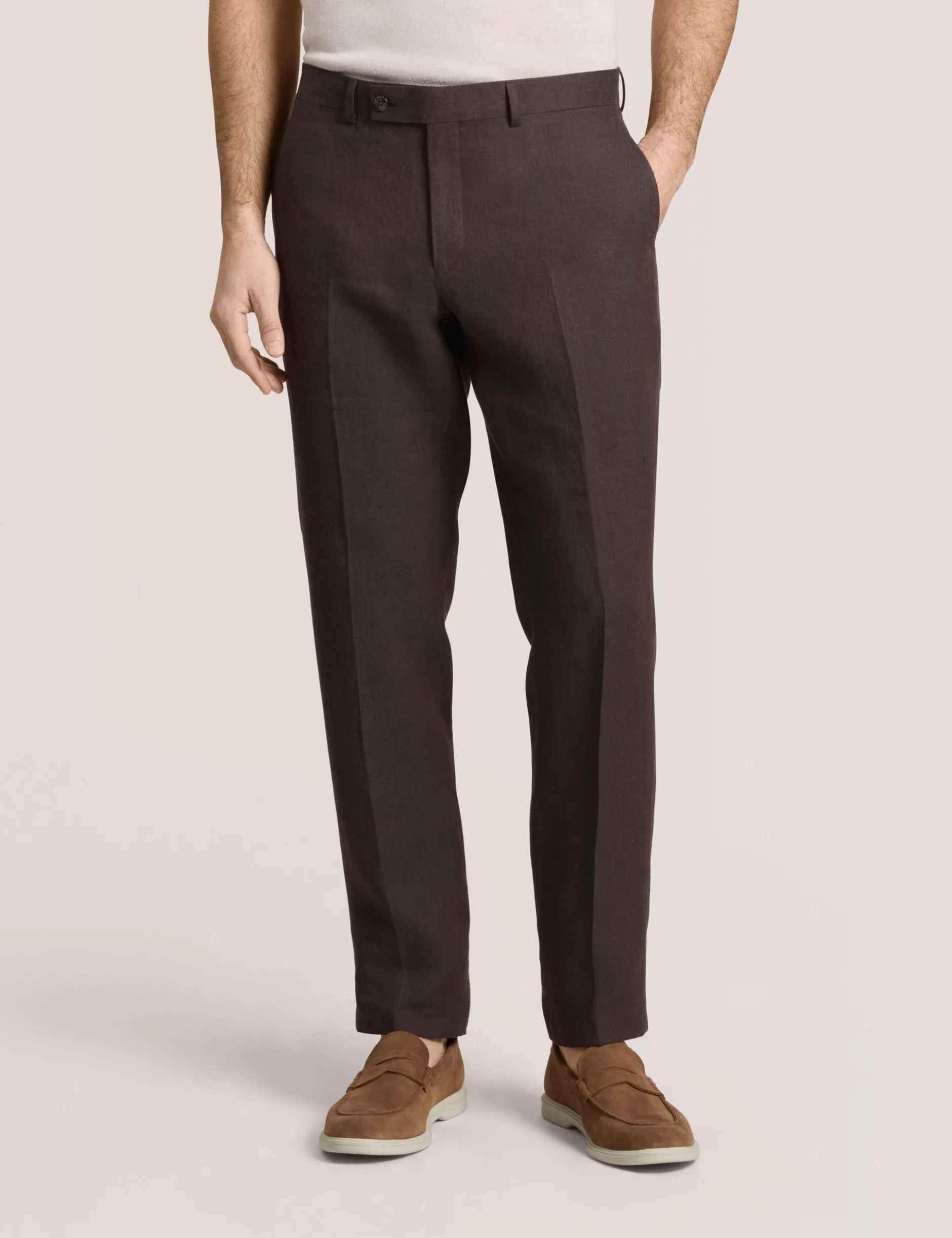Flat Front Linen Suit Pant