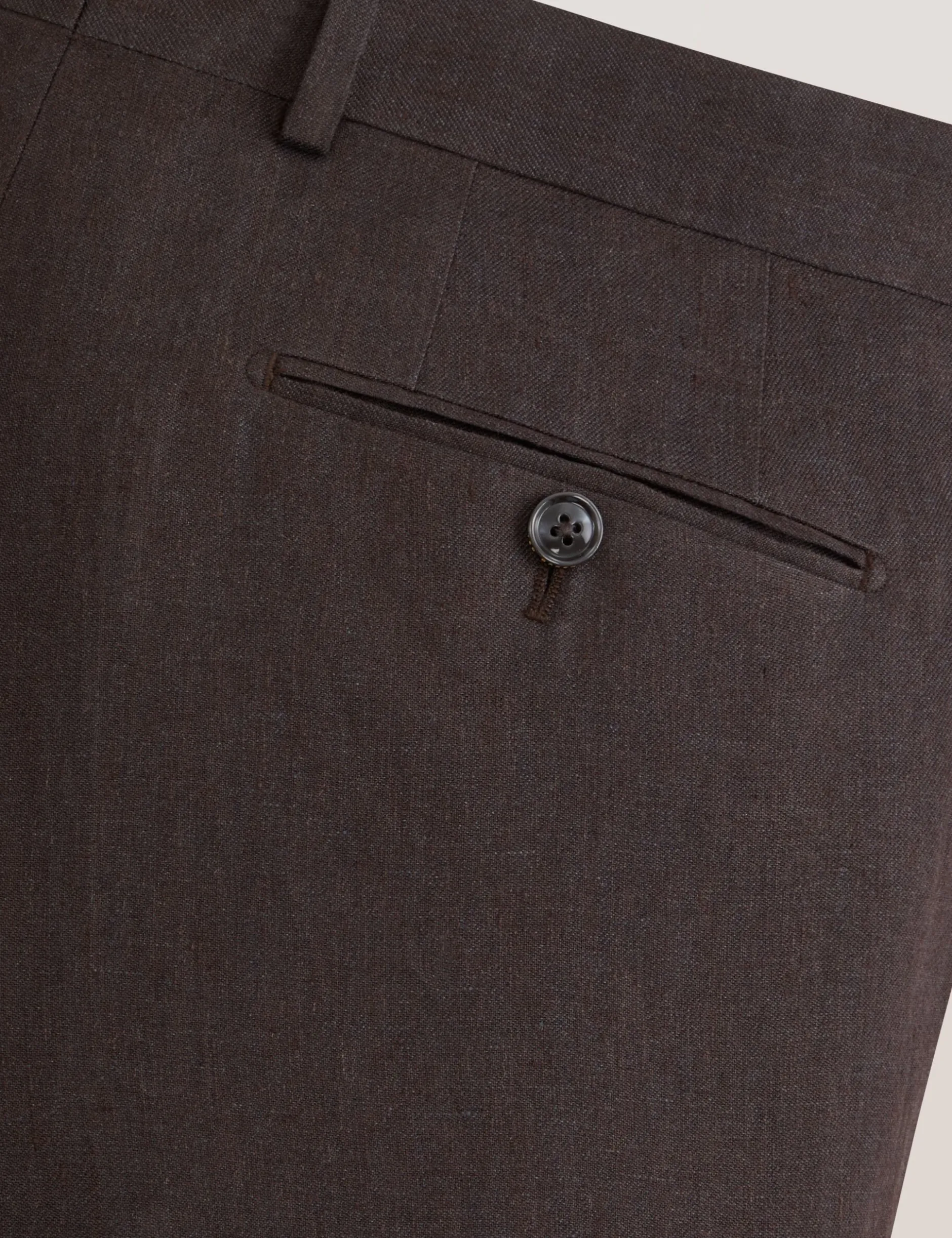 Flat Front Linen Suit Pant