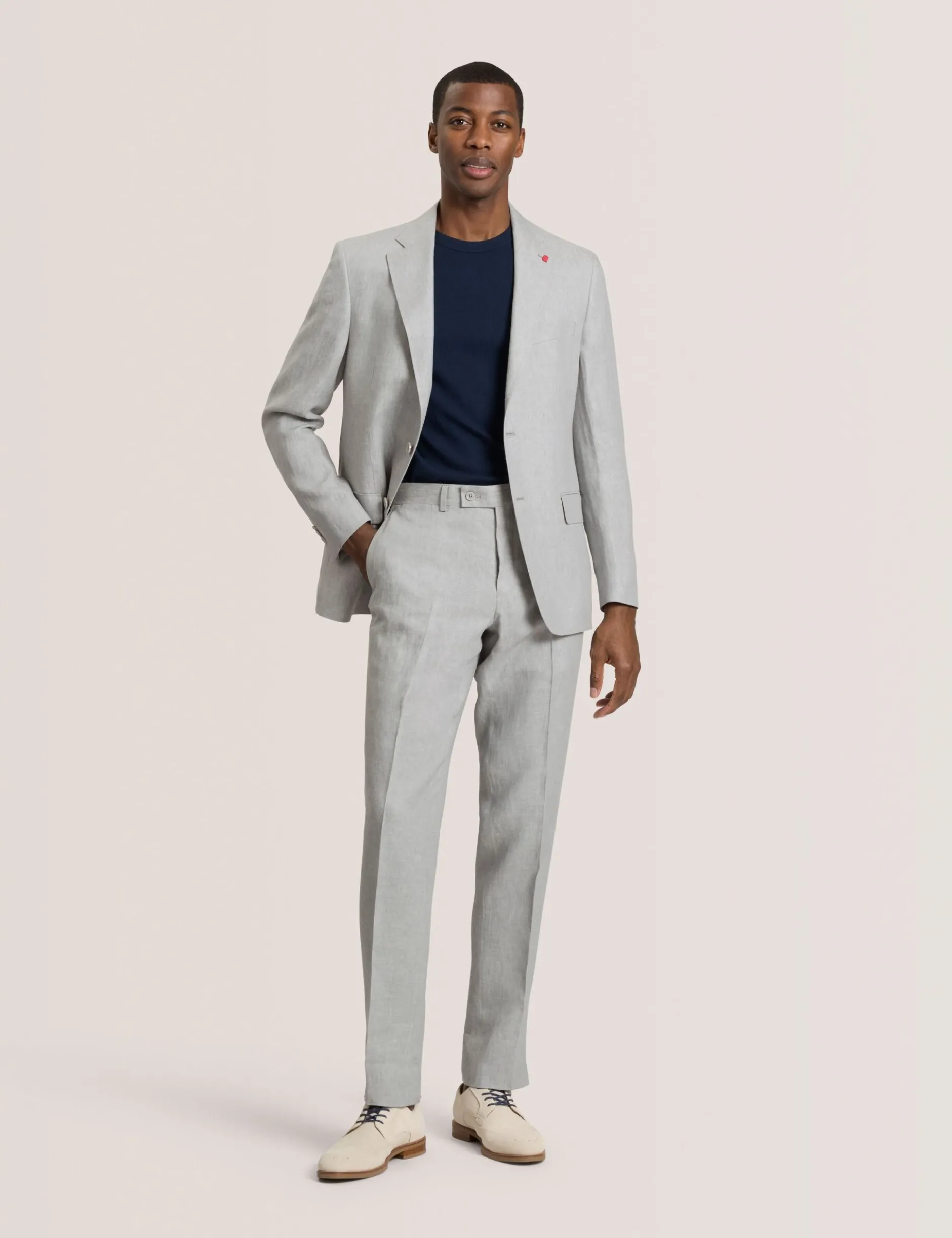 Flat Front Linen Suit Pant