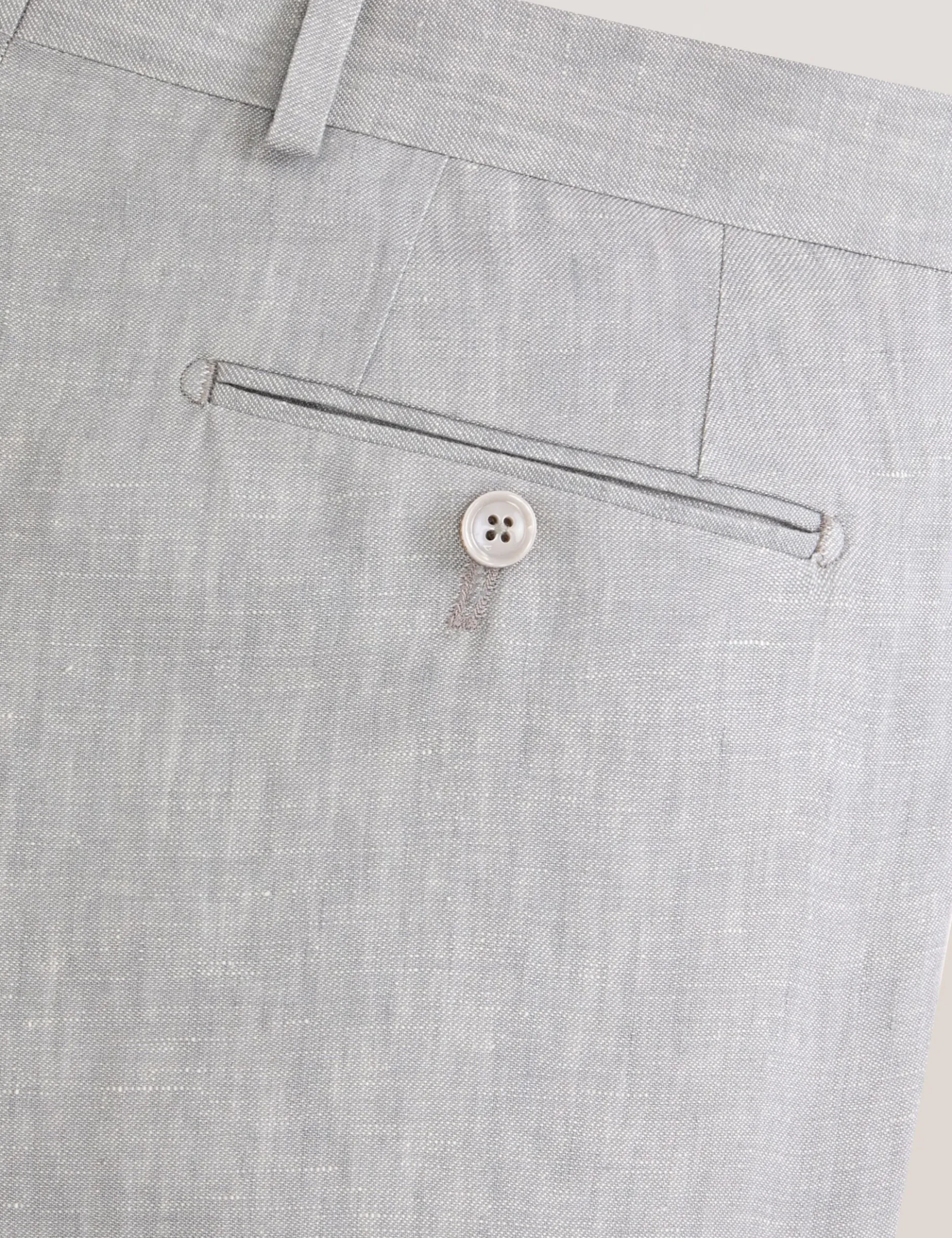 Flat Front Linen Suit Pant