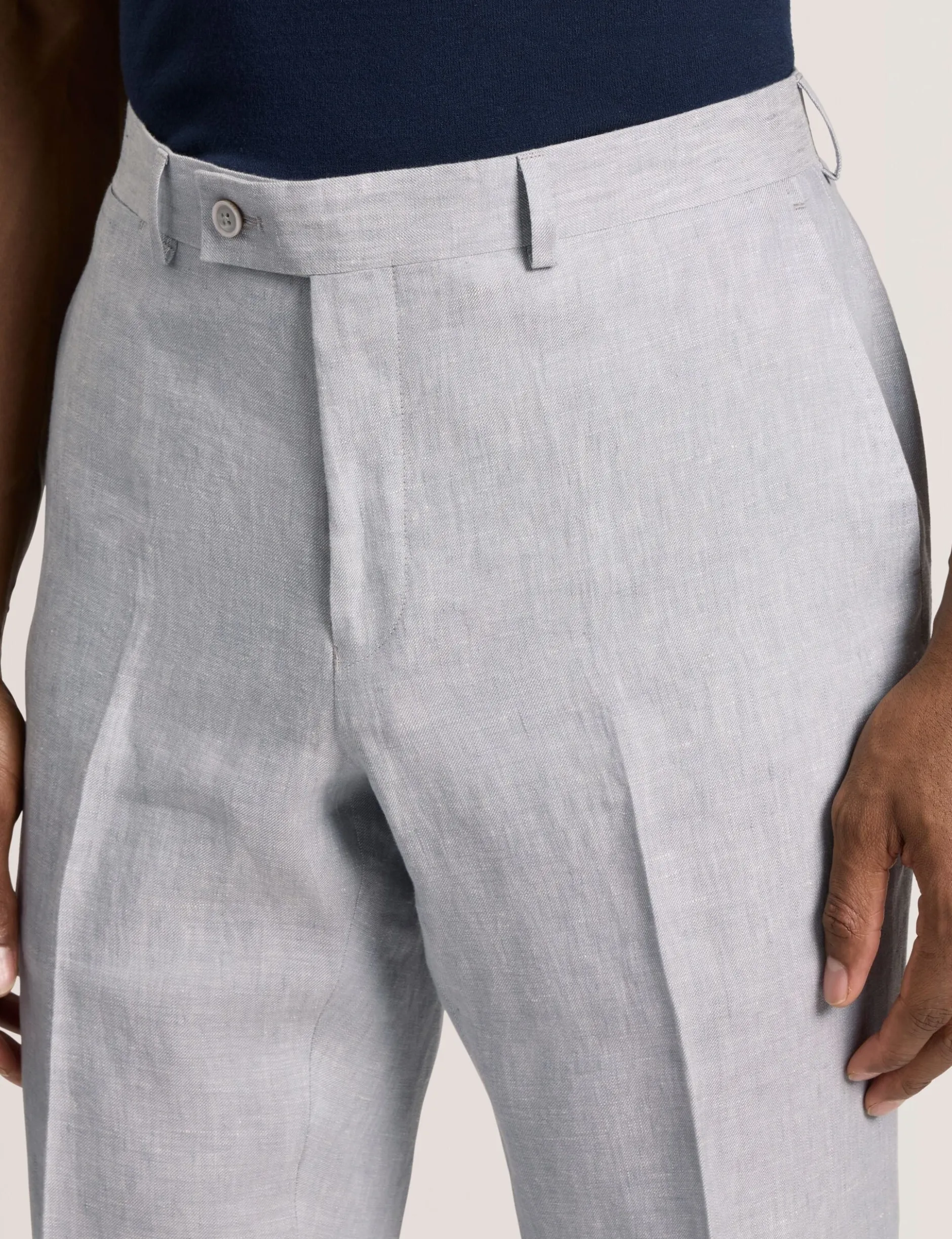 Flat Front Linen Suit Pant