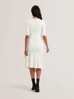 Flippy Hem Knitted Midi Dress With Belt