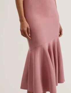 Flippy Hem Square Neck Knitted Midi Dress