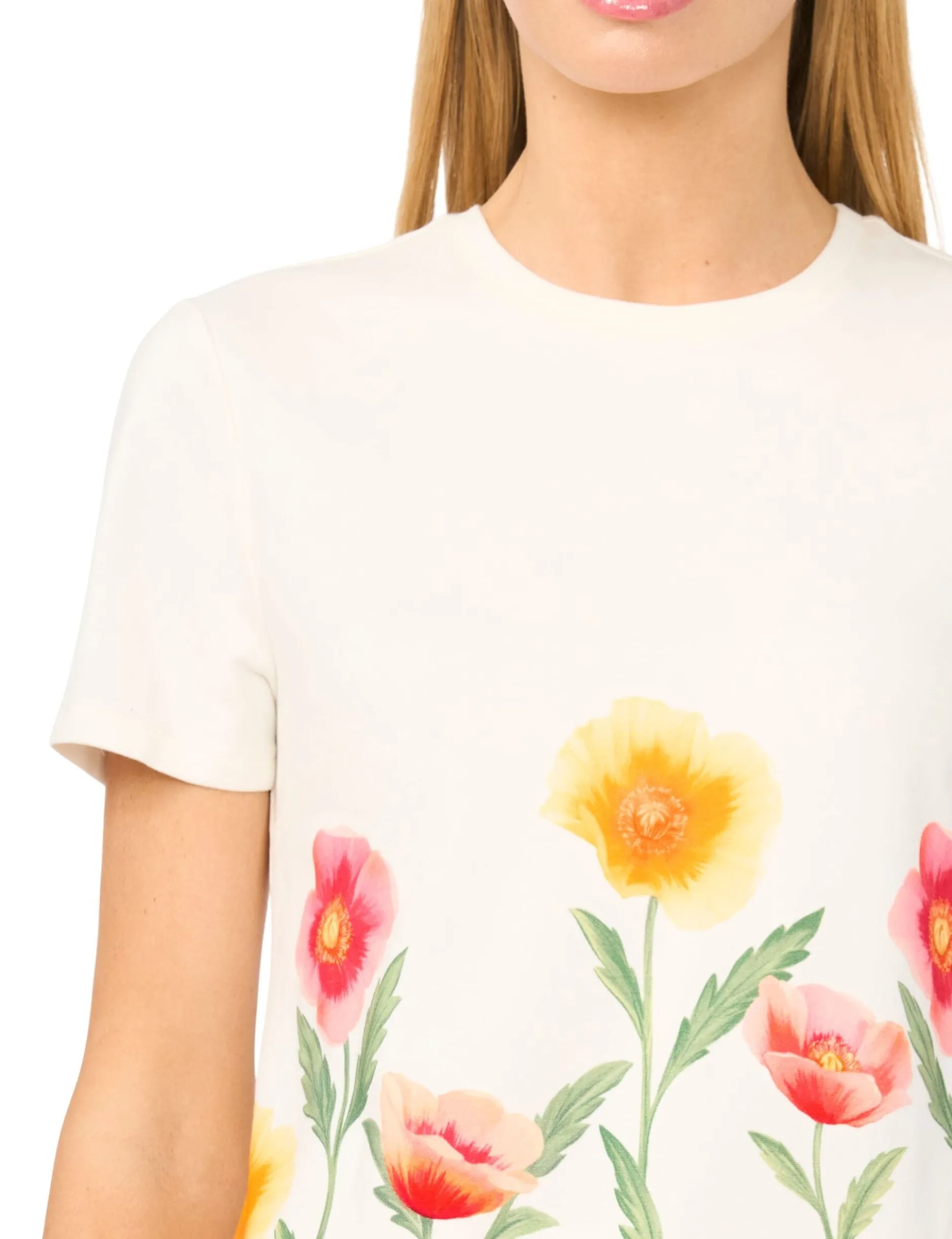 Floral Border Crew Neck T-Shirt