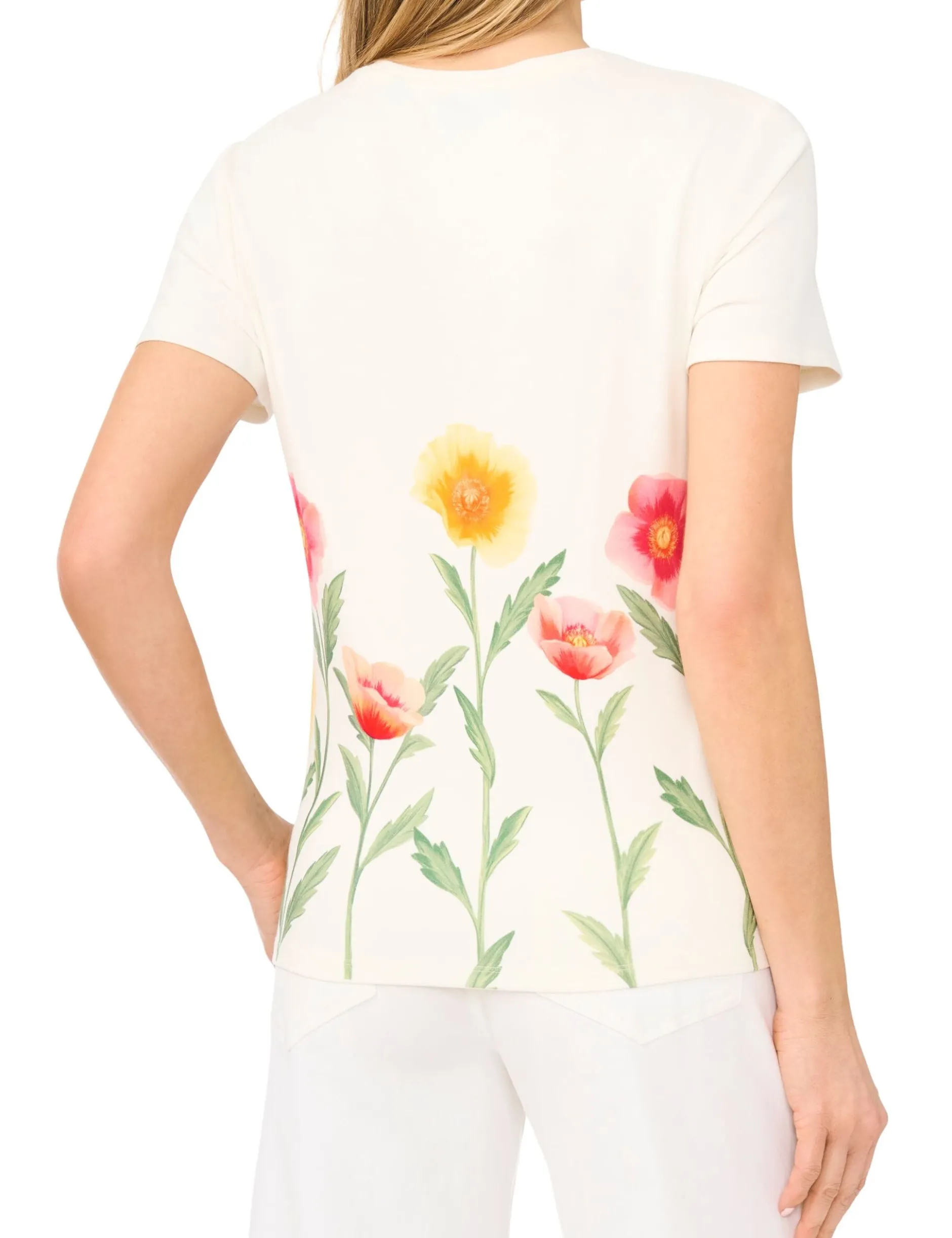 Floral Border Crew Neck T-Shirt