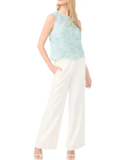 Floral Crosshatch Cropped Shell Top