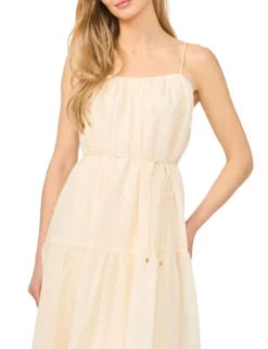 Floral Hem Woven Strappy Midi Dress