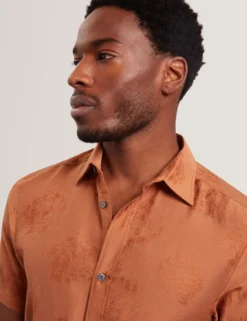 Floral Jacquard Woven Short Sleeve Shirt