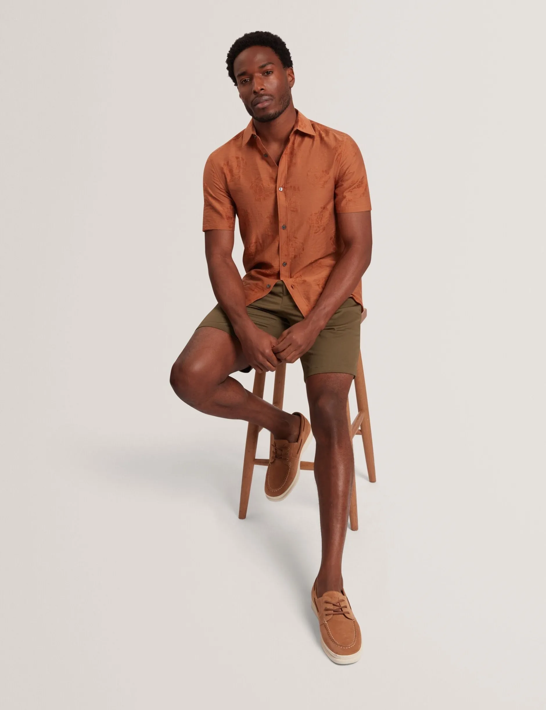 Floral Jacquard Woven Short Sleeve Shirt