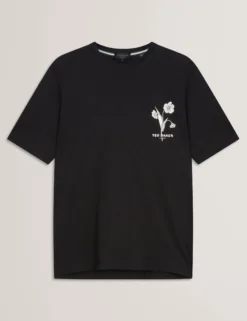 Floral Logo Graphic Cotton T-Shirt
