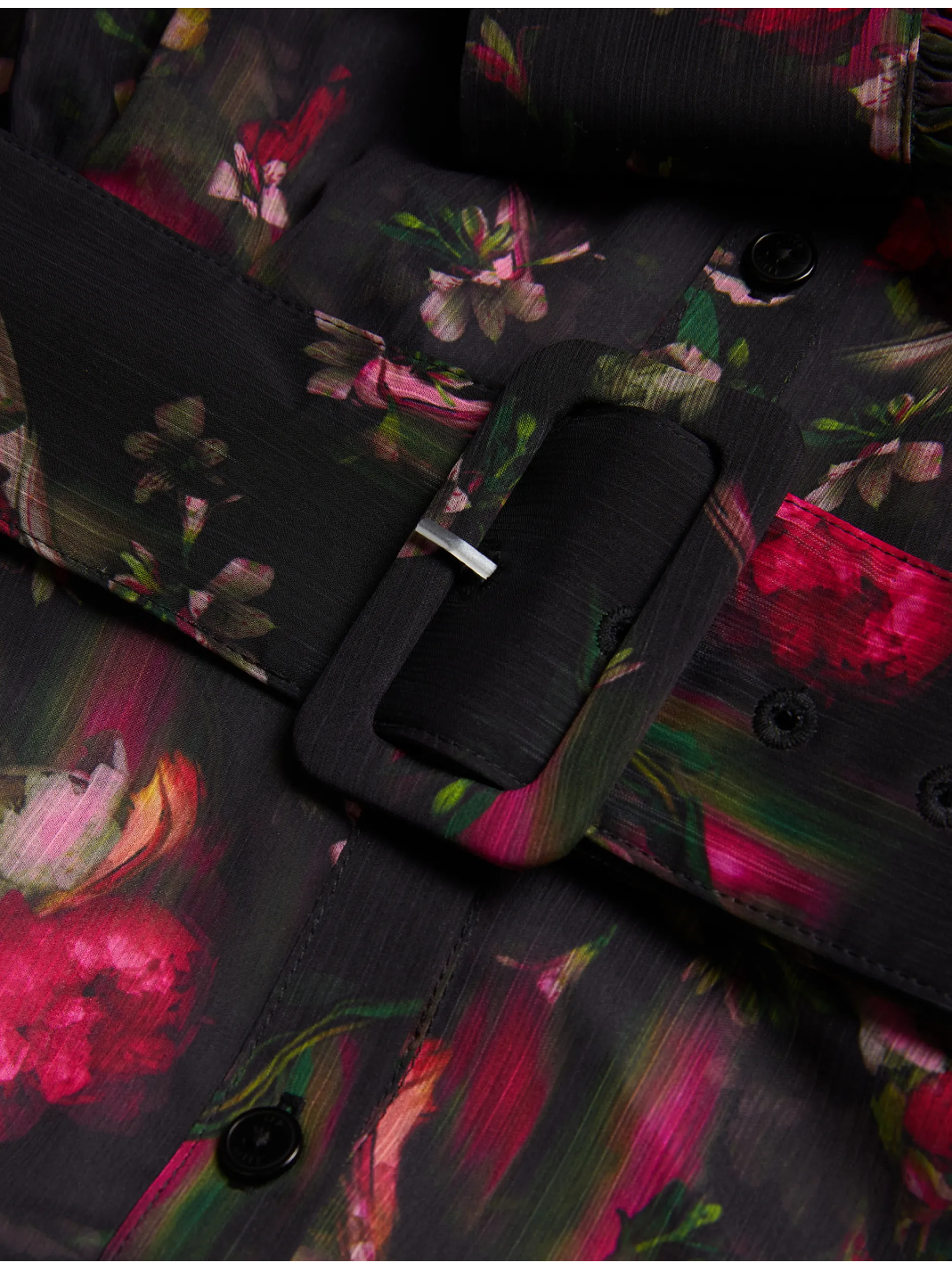 Floral Print Belted Mini Shirt Dress