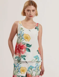 Floral Print Scoop Neck Sleeveless Top