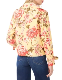 Floral Print Short Trench Jacket