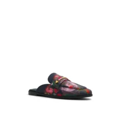 Floral Print Textured Mule Loafers
