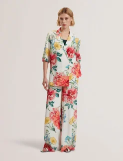 Floral Short Sleeve Oversized Blazer