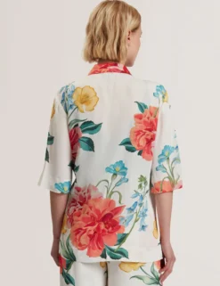 Floral Short Sleeve Oversized Blazer