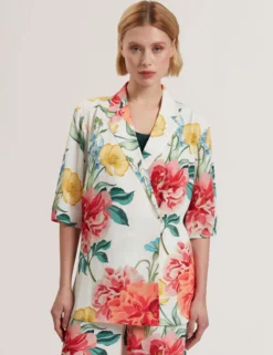 Floral Short Sleeve Oversized Blazer