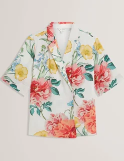 Floral Short Sleeve Oversized Blazer