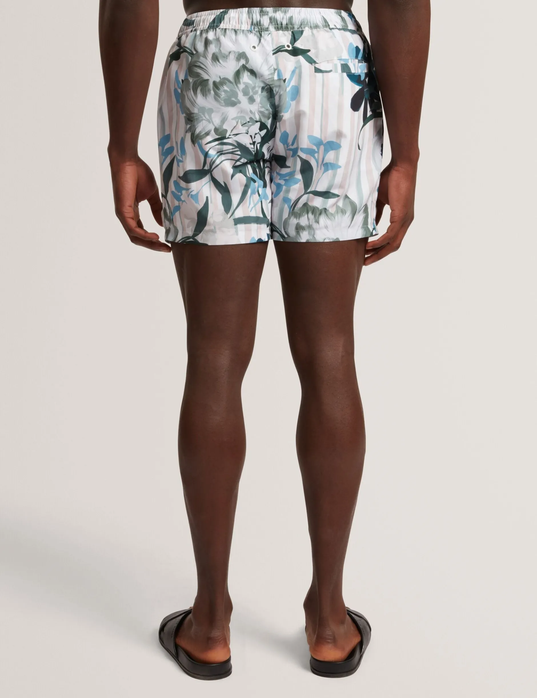 Floral Stripe Elasticated Swim Shorts