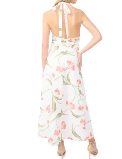 Floral Tie Halterneck Maxi Dress