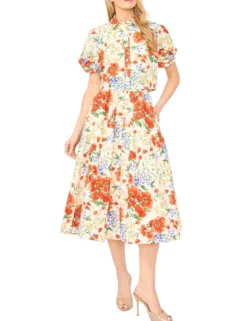 Floral Twist Sleeve Cropped Shirt