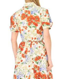 Floral Twist Sleeve Cropped Shirt