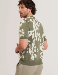Foliage Print Cotton Fine Knit T-Shirt