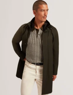 Funnel Neck Longline Jacket With Liner