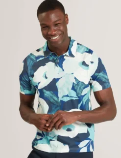 Garden Print Pique Cotton Polo Shirt