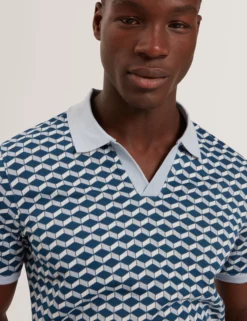 Geometric Jacquard Pique Polo Shirt