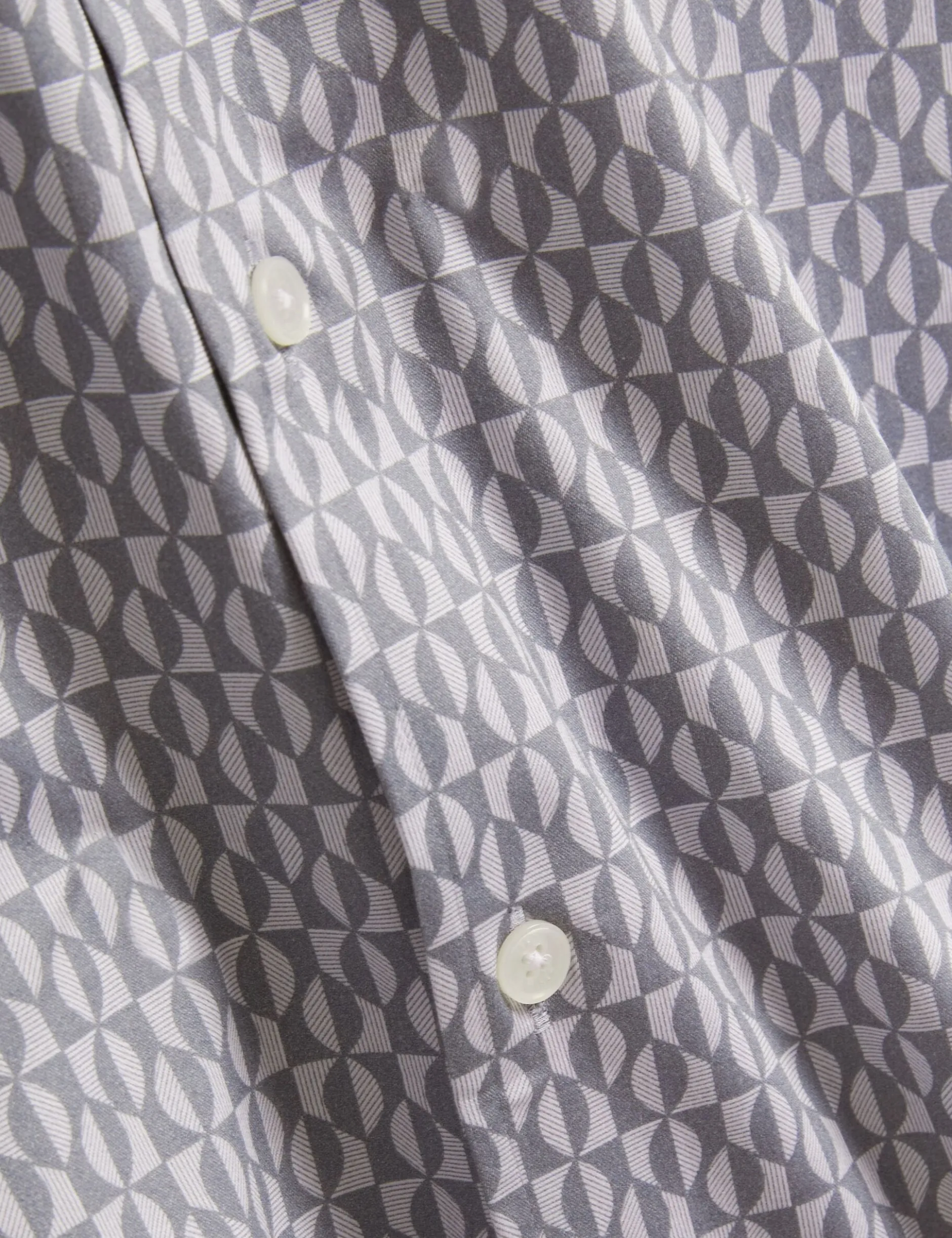Geometric Leaf Print Short Sleeve Shirt