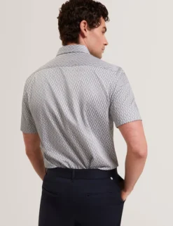 Geometric Leaf Print Short Sleeve Shirt