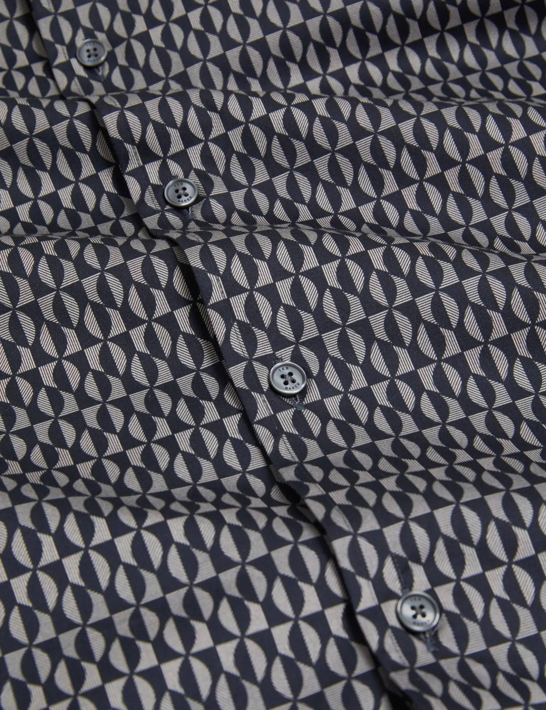 Geometric Leaf Print Short Sleeve Shirt
