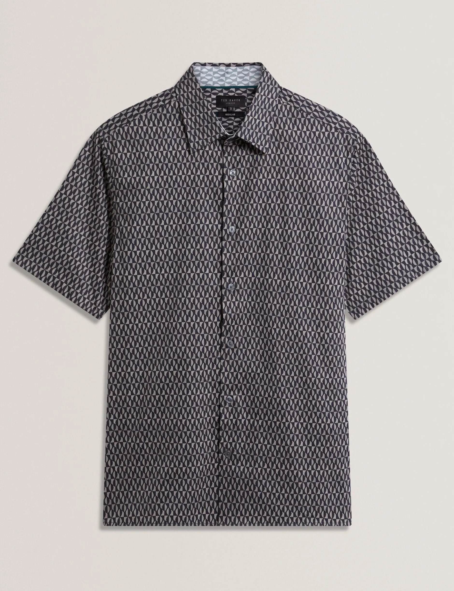 Geometric Leaf Print Short Sleeve Shirt