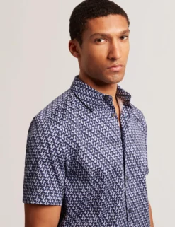 Geometric Print Pure Cotton Short Sleeve Shirt