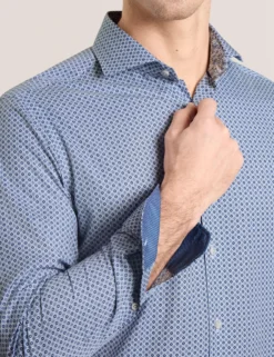 Geo Print Stretch Cotton Slim Fit Shirt