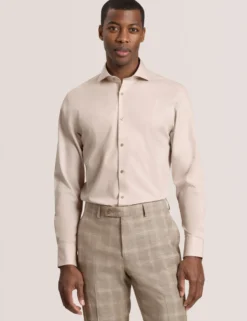Geo Texture Stretch Cotton Slim Fit Shirt