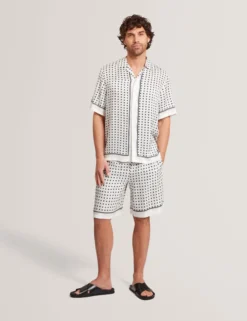 Geo Tile Print Relaxed Pull-On Shorts